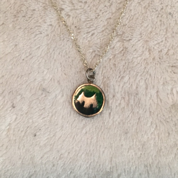 Sterling chain with Scotty dog enamel charm - Picture 1 of 3